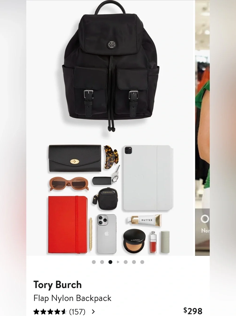 Tory Burch Virginia Nylon Flap Backpack Black